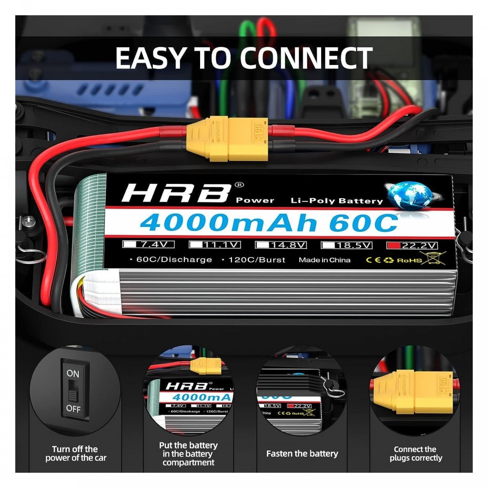 Акумулятор для дрона HRB Lipo 6s 22.2V 4000mAh 60C XT60