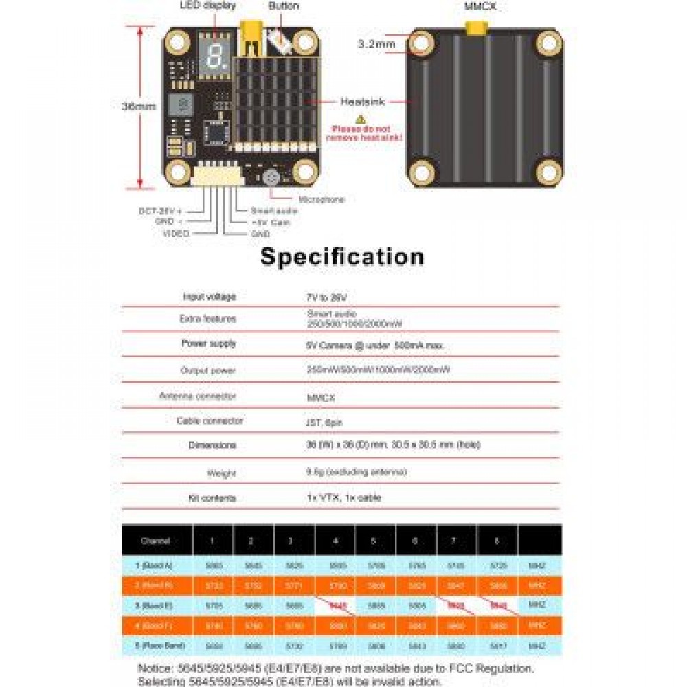 Відеопередавач (VTX) AKK FX2-Dominator 2W 5.8GHz 48CH L,X Band (TX2000LX)