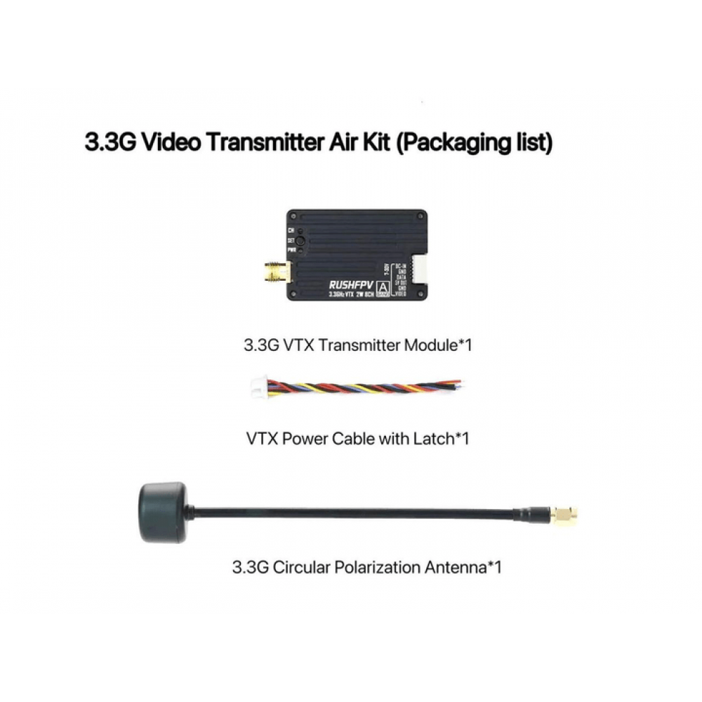 Відеопередавач (VTX) RushFPV 3.3GHz 2W з відеоантеною